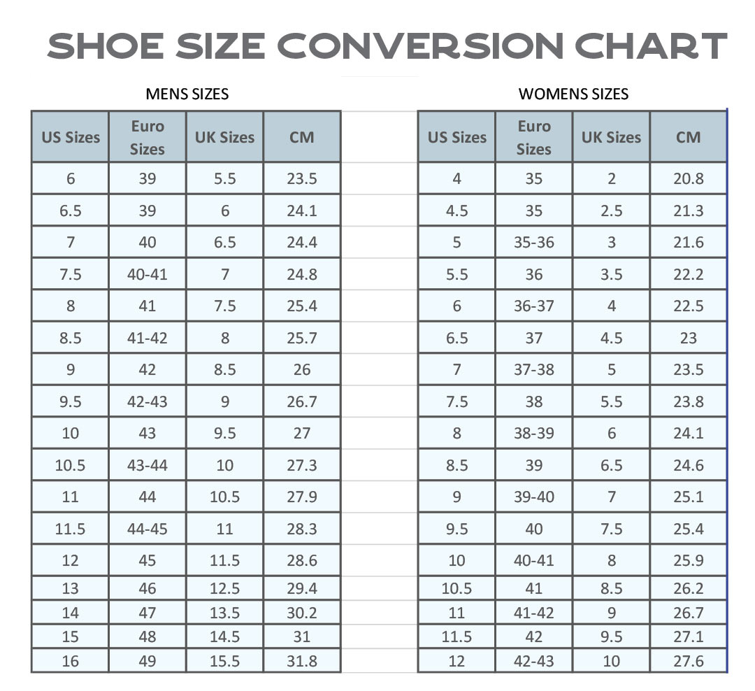 Ralph Slipper Size Chart